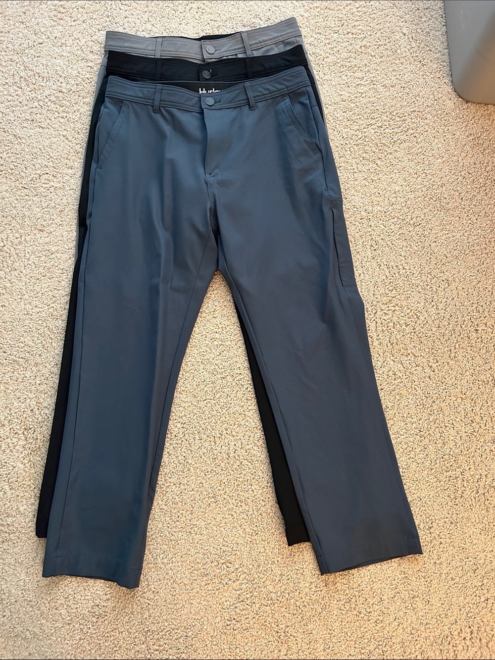 Hurley Men's Chinos in Slate Gray, Black and Light Gray